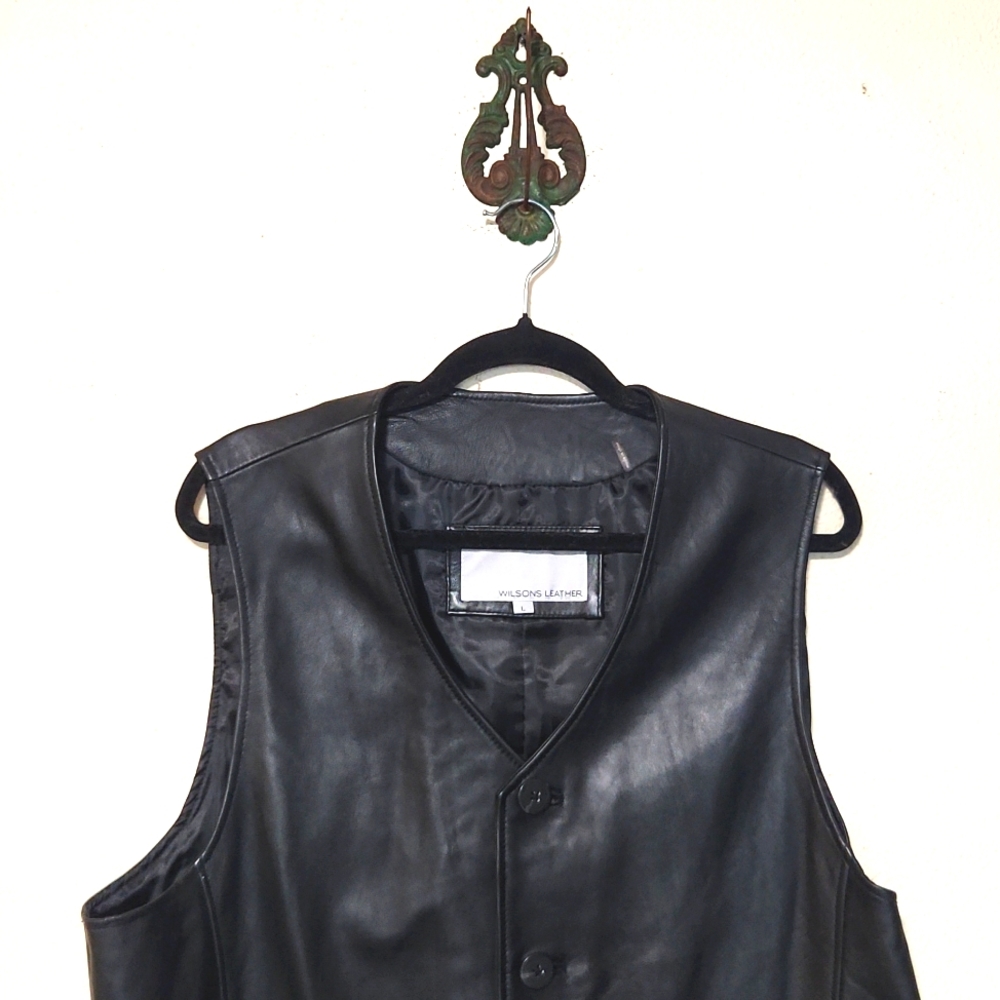 Wilsons Genuine Leather Black Vest Men's Large LIKE NEW! - Picture 3 of 13